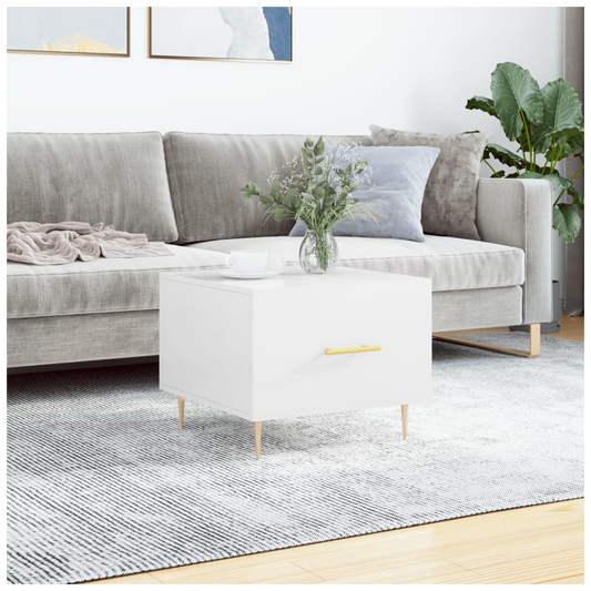 Coffee Table High Gloss White 50x50x40 cm Engineered Wood