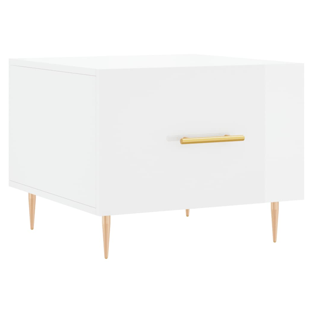 Coffee Table High Gloss White 50x50x40 cm Engineered Wood