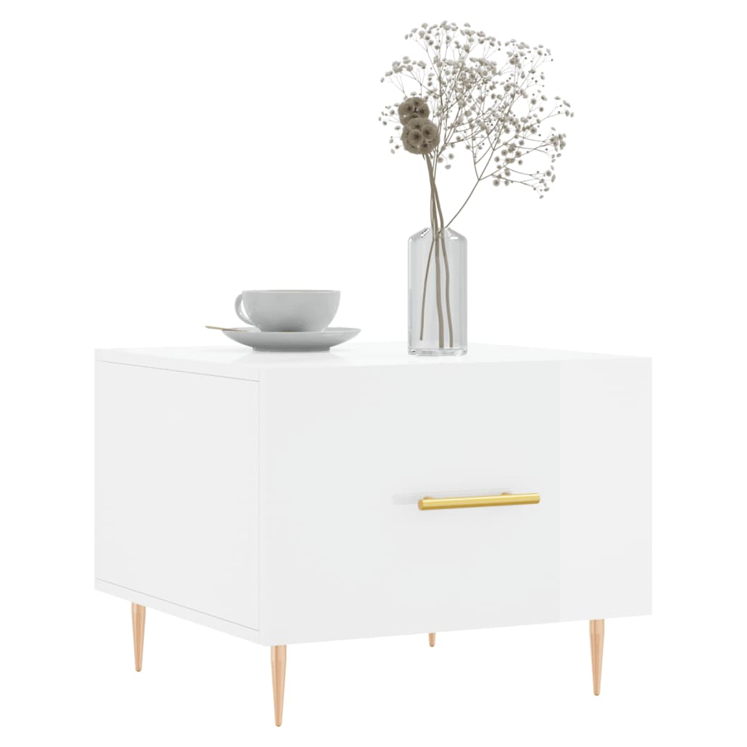 Coffee Table High Gloss White 50x50x40 cm Engineered Wood