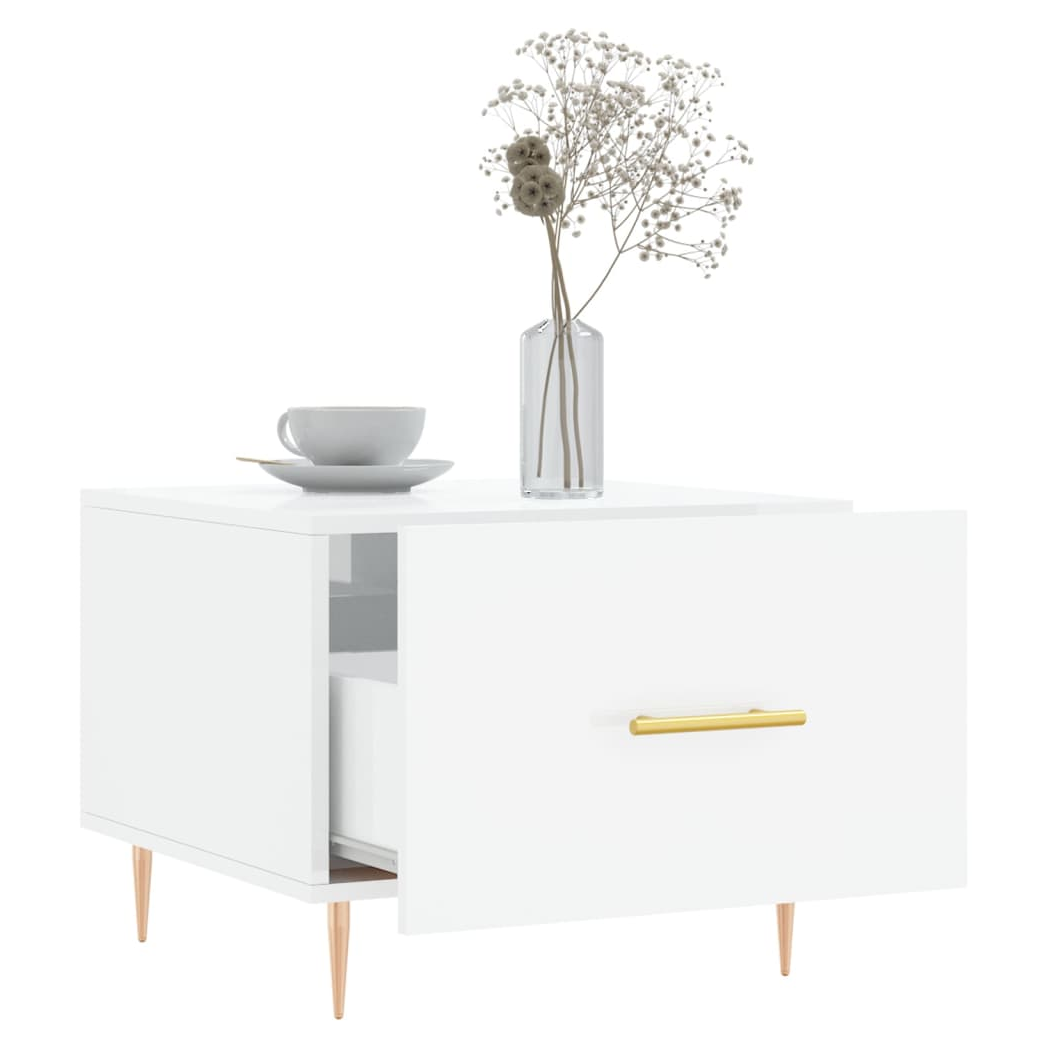 Coffee Table High Gloss White 50x50x40 cm Engineered Wood