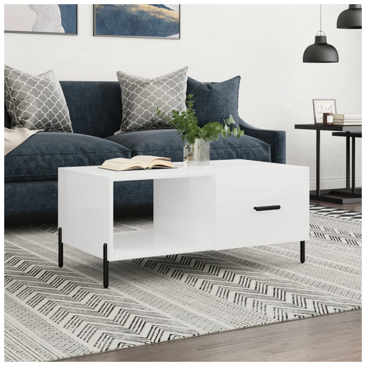 Coffee Table High Gloss White 90x50x40 cm Engineered Wood