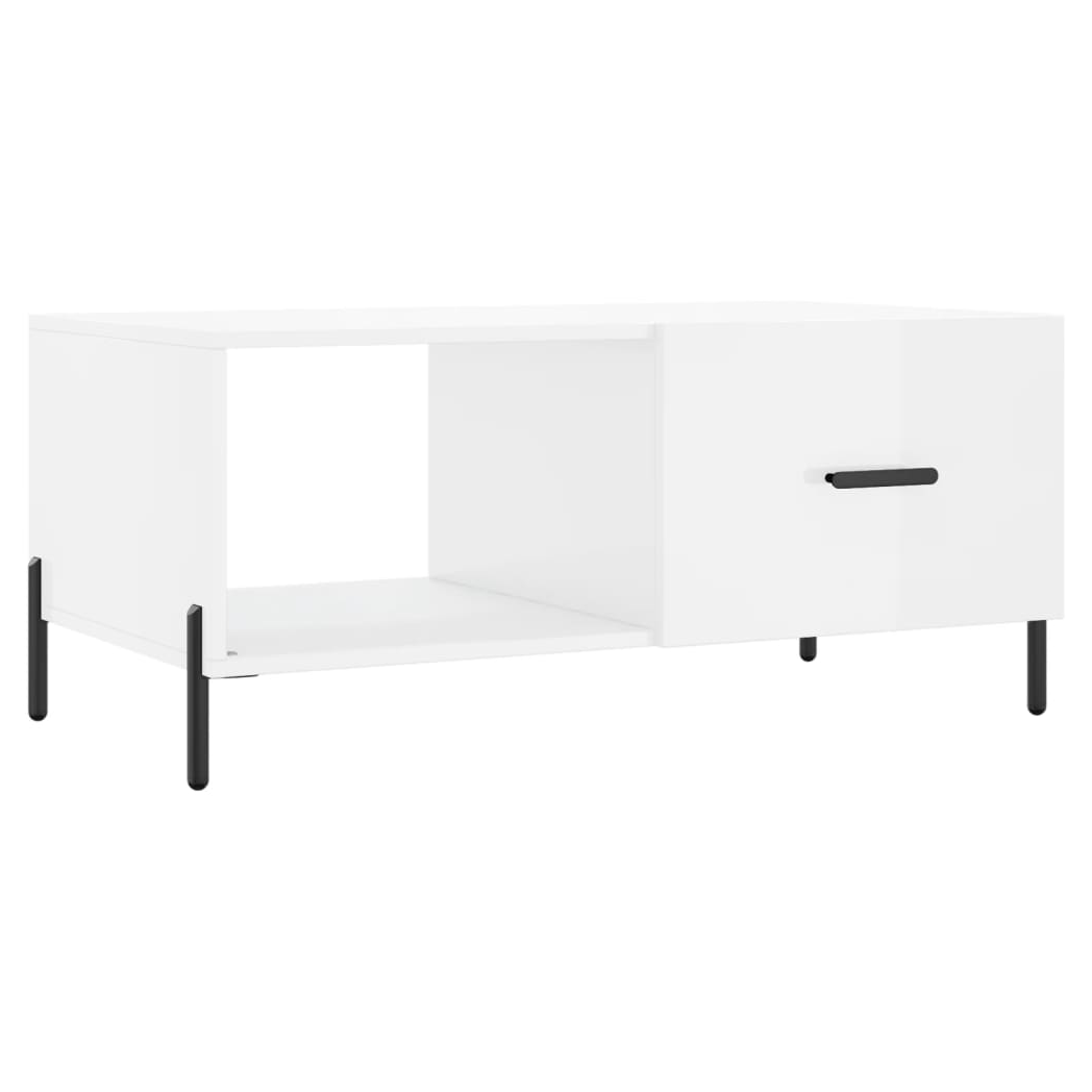 Coffee Table High Gloss White 90x50x40 cm Engineered Wood