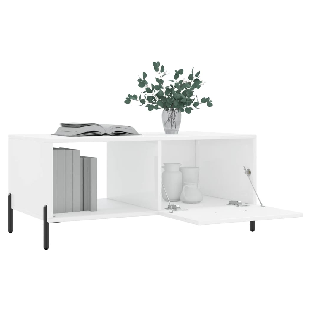 Coffee Table High Gloss White 90x50x40 cm Engineered Wood