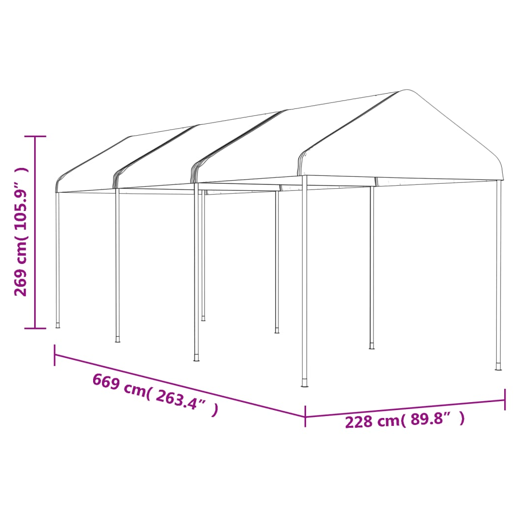 Gazebo with Roof White 6.69x2.28x2.69 m Polyethylene