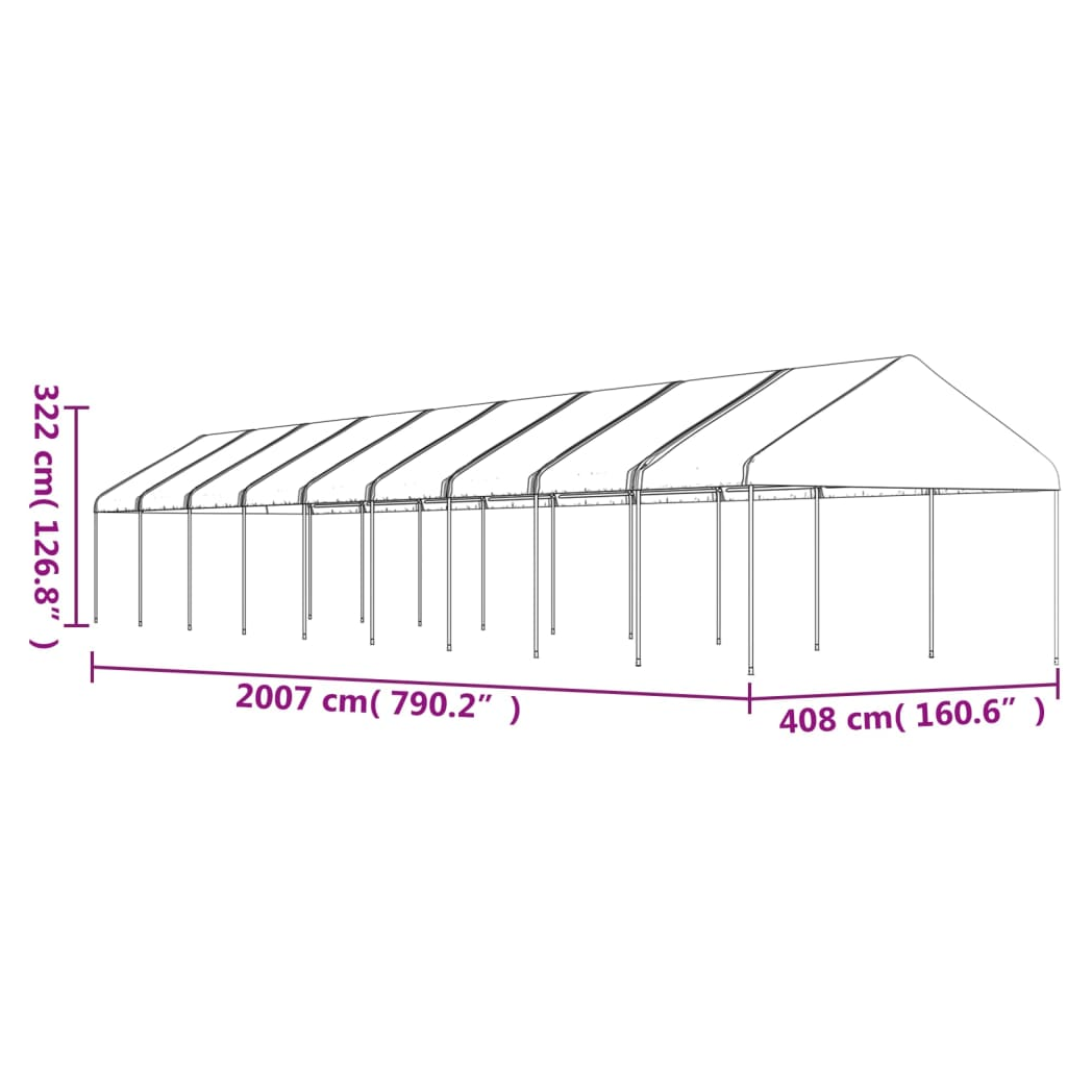 Gazebo with Roof White 20.07x4.08x3.22 m Polyethylene