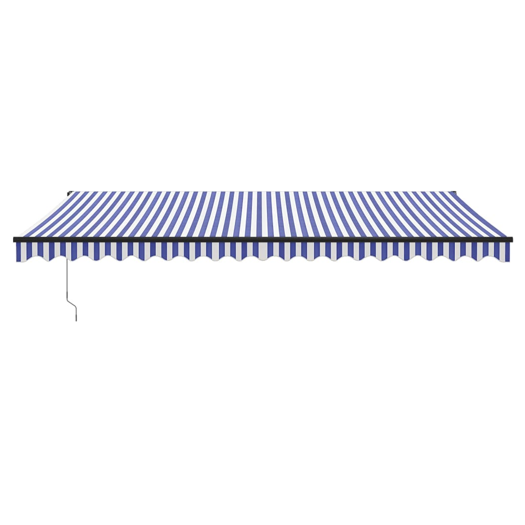 Retractable Awning Blue and White 5x3 m Fabric and Aluminium