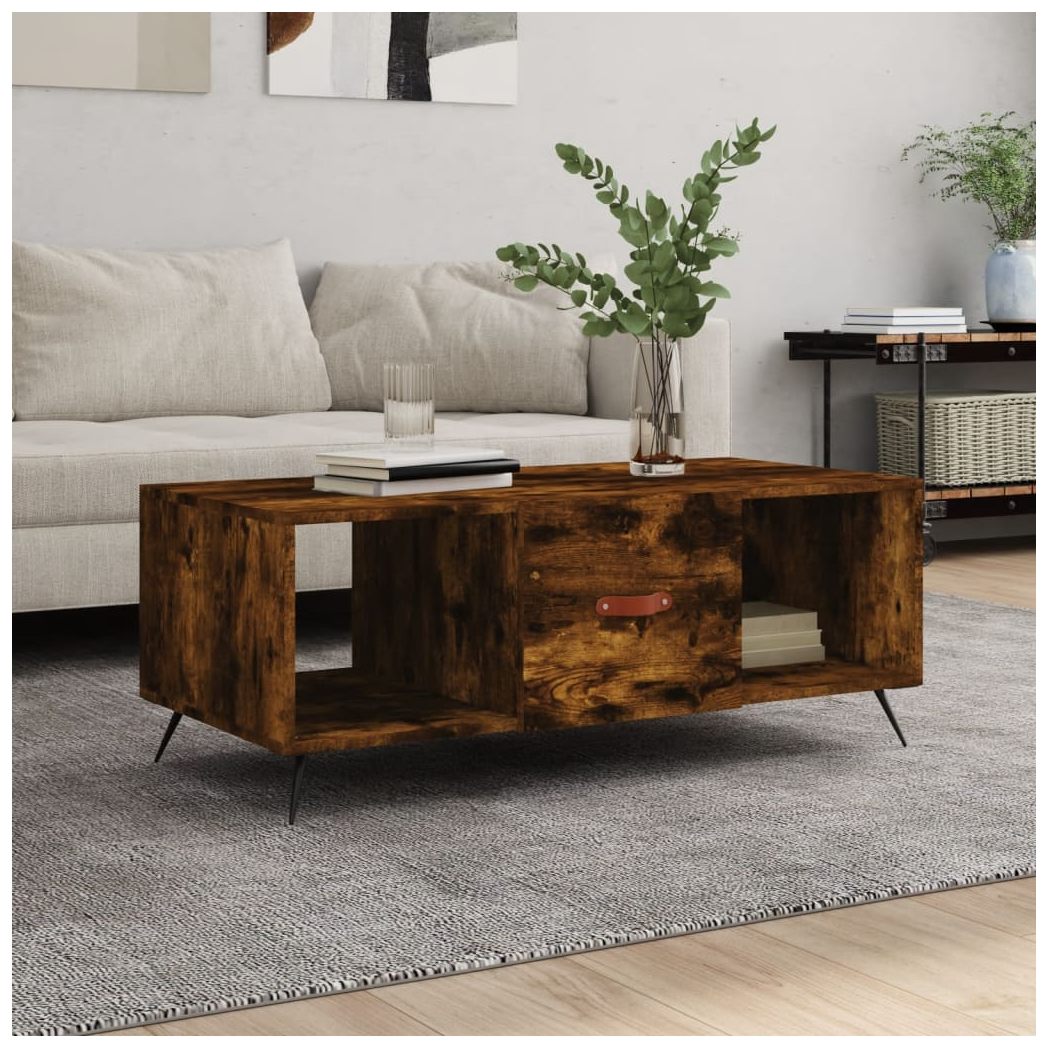 Coffee Table Smoked Oak 102x50x40 cm Engineered Wood