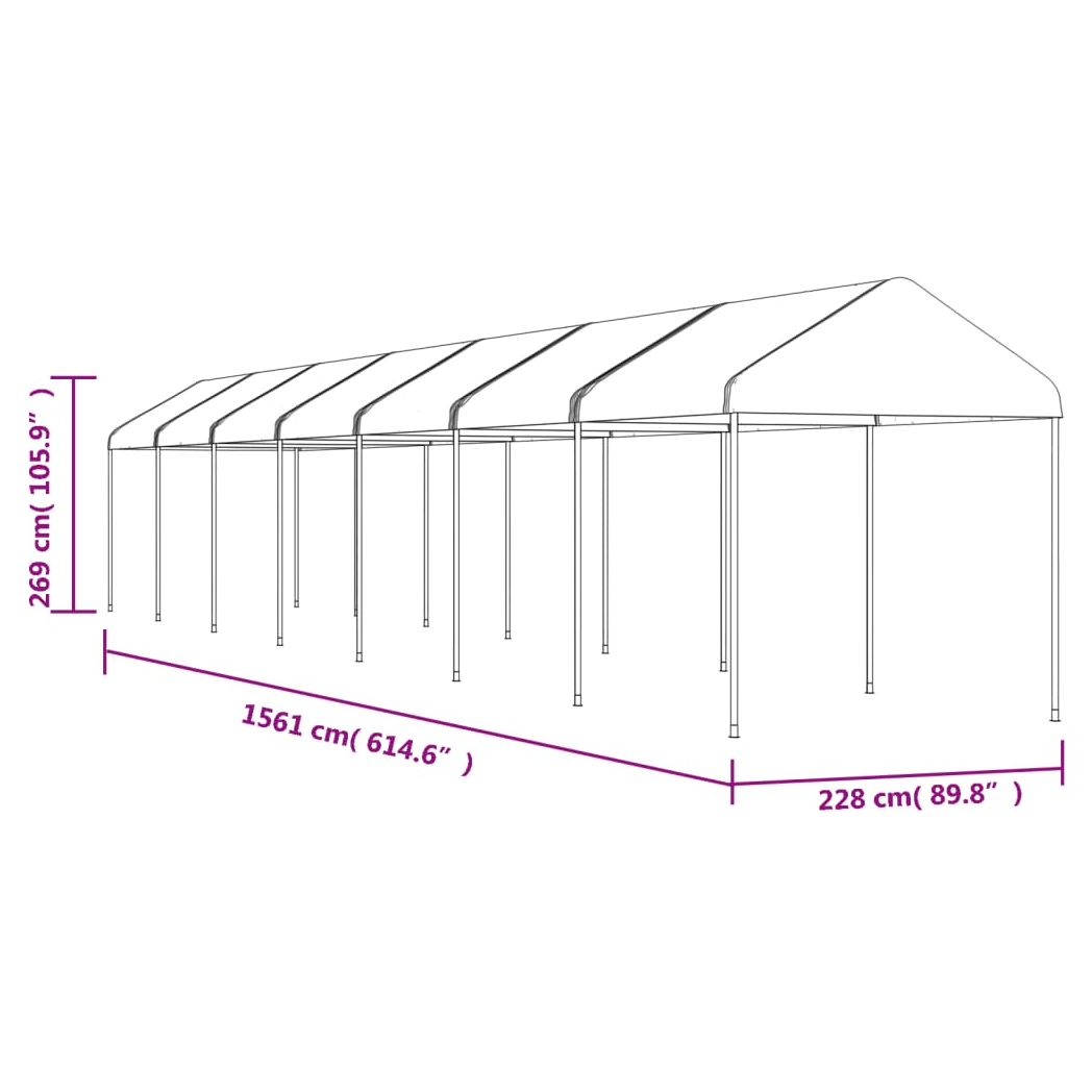 Gazebo with Roof White 15.61x2.28x2.69 m Polyethylene