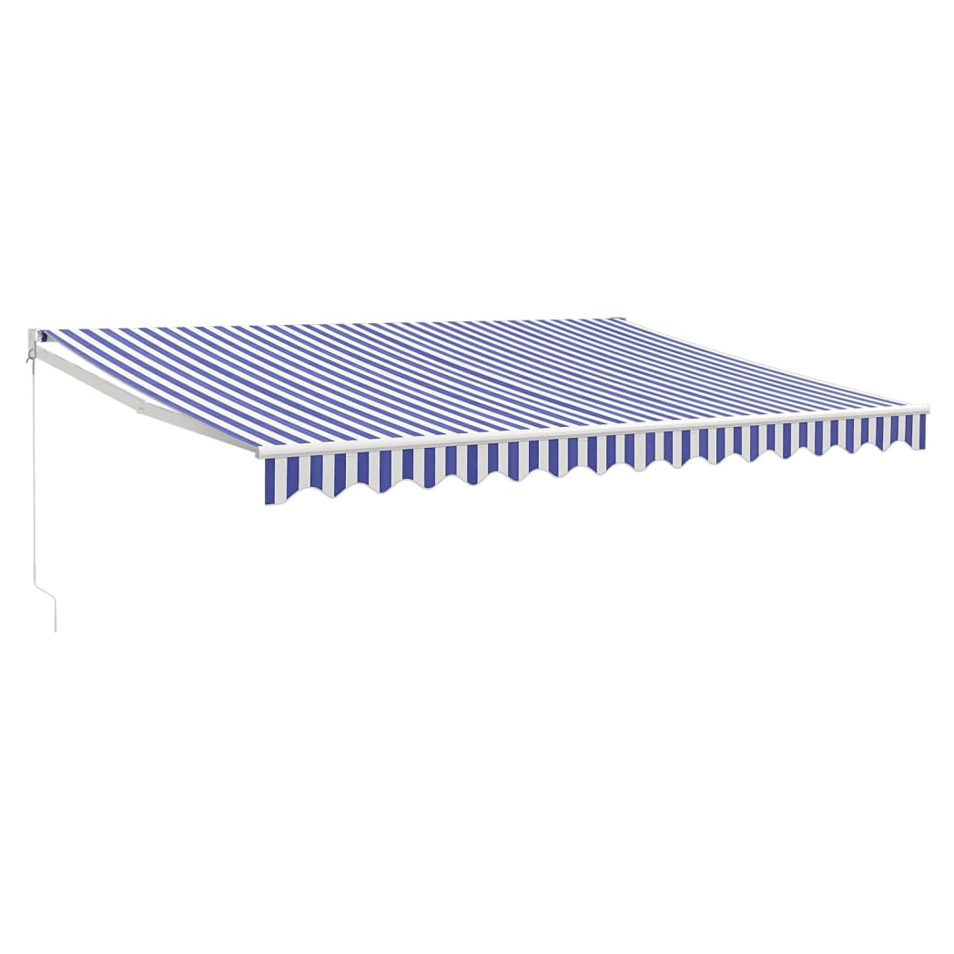 Retractable Awning Blue and White 4.5x3 m Fabric and Aluminium