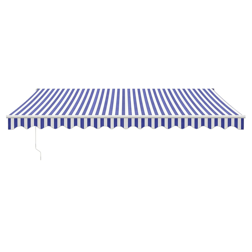 Retractable Awning Blue and White 4.5x3 m Fabric and Aluminium