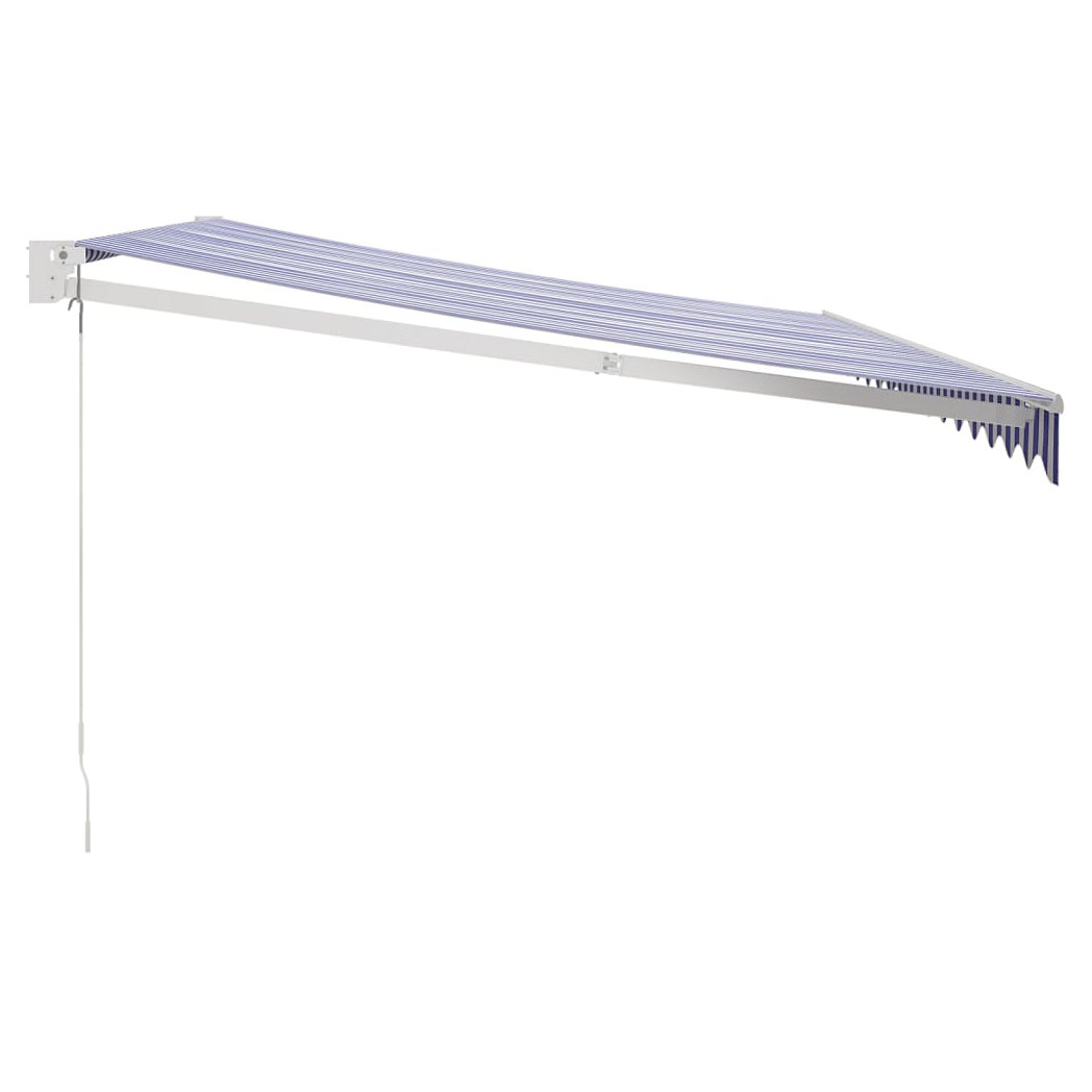 Retractable Awning Blue and White 4.5x3 m Fabric and Aluminium