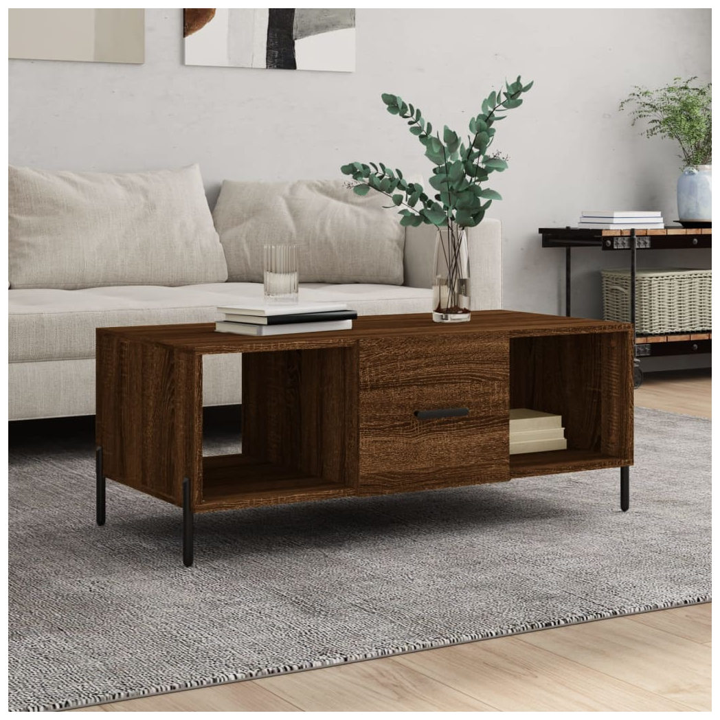 Coffee Table Brown Oak 102x50x40 cm Engineered Wood