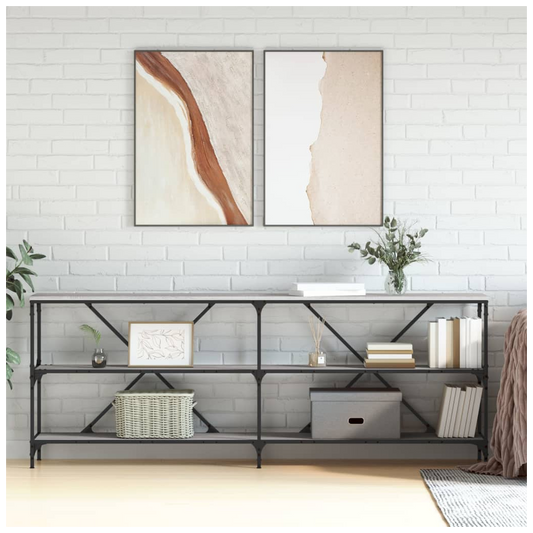 Console Table Grey Sonoma 200x30x75 cm Engineered Wood and Iron