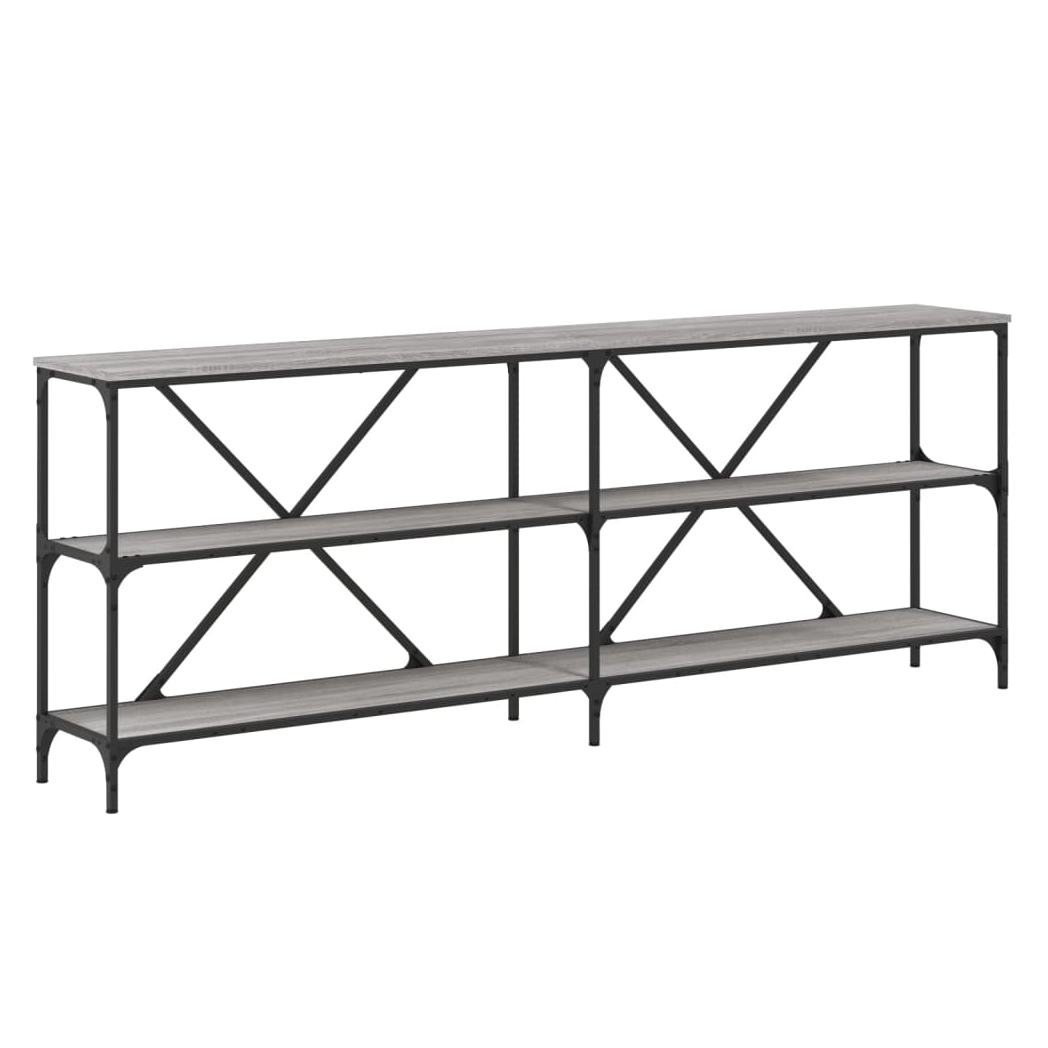 Console Table Grey Sonoma 200x30x75 cm Engineered Wood and Iron