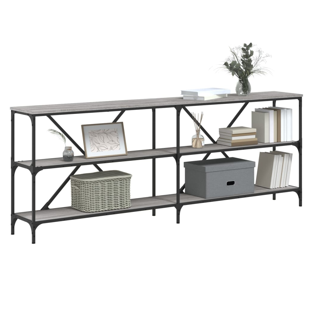 Console Table Grey Sonoma 200x30x75 cm Engineered Wood and Iron