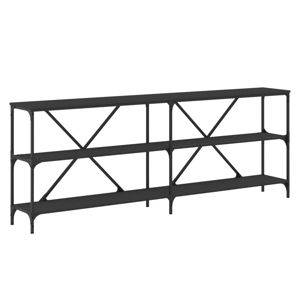 Console Table Black 200x30x75 cm Engineered Wood and Iron