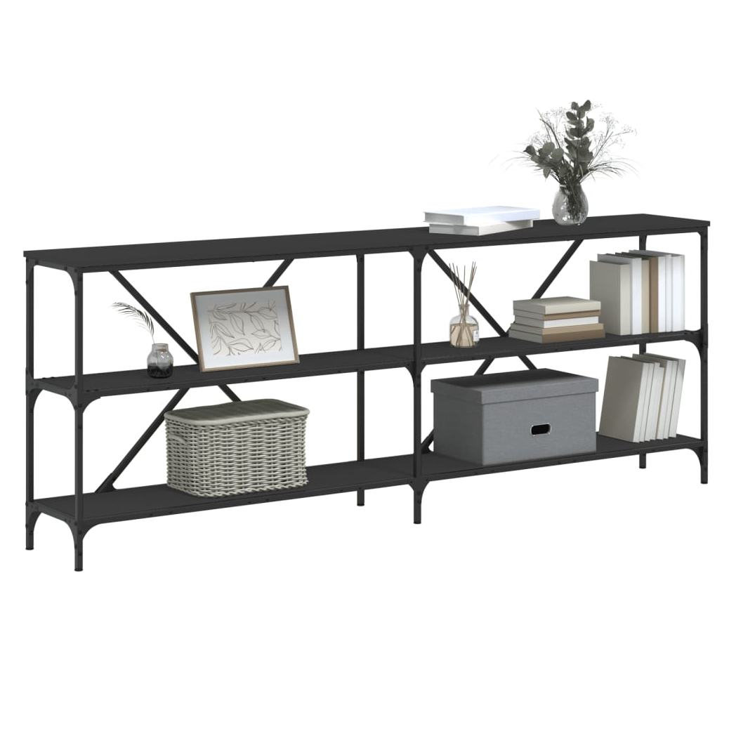 Console Table Black 200x30x75 cm Engineered Wood and Iron
