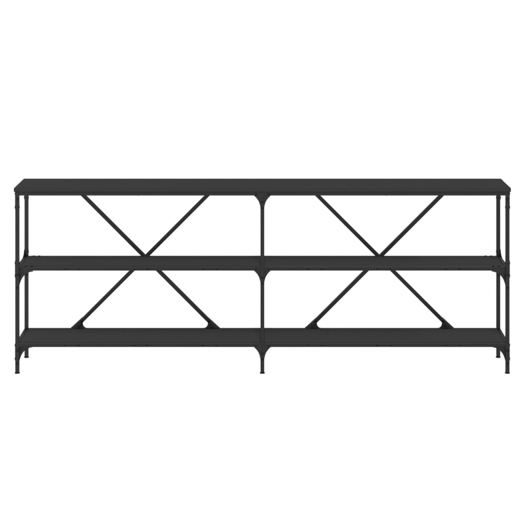 Console Table Black 200x30x75 cm Engineered Wood and Iron