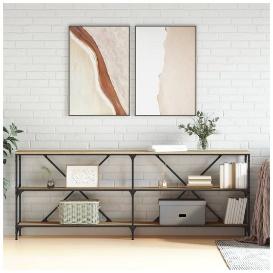 Console Table Sonoma Oak 200x30x75 cm Engineered Wood and Iron