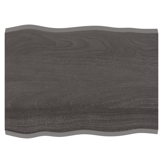 Table Top Dark Brown 80x60x2 cm Treated Solid Wood Oak Live Edge