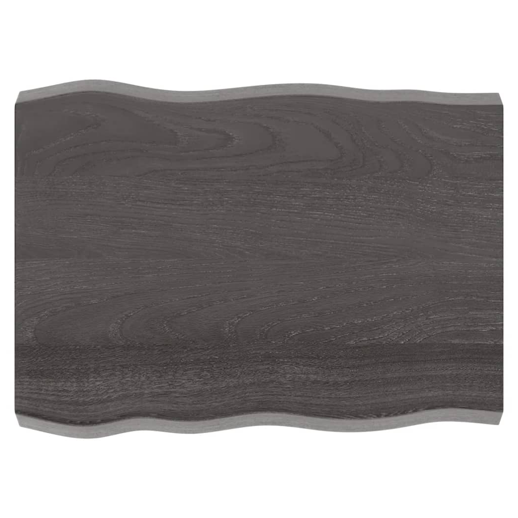 Table Top Dark Brown 80x60x(2-6) cm Treated Solid Wood Live Edge