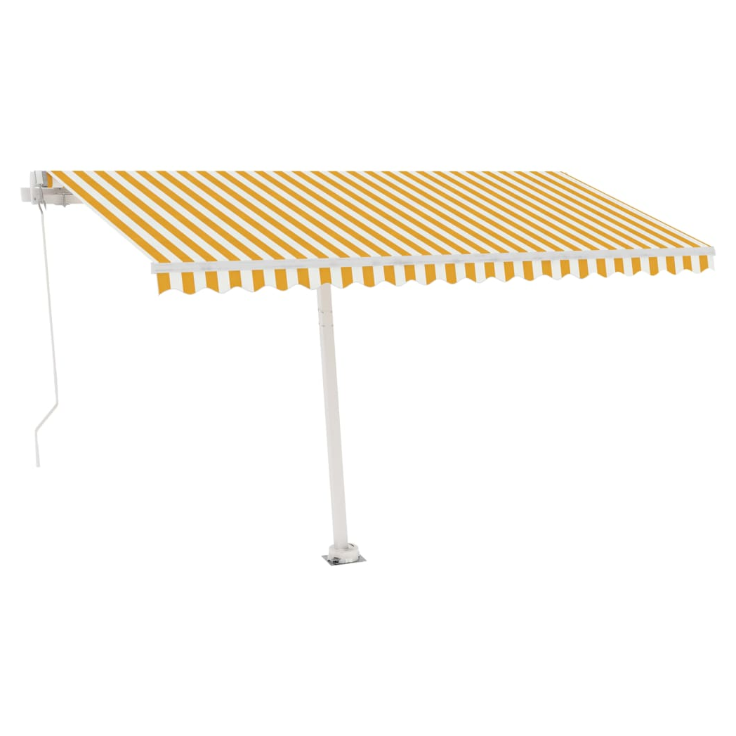 Manual Retractable Awning with LED 400x300 cm Yellow and White