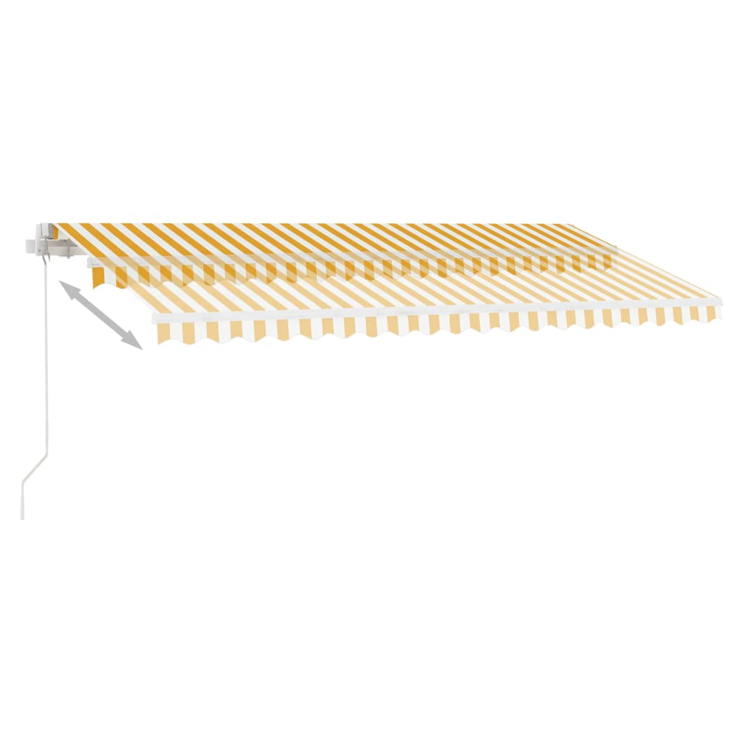 Manual Retractable Awning with LED 400x300 cm Yellow and White