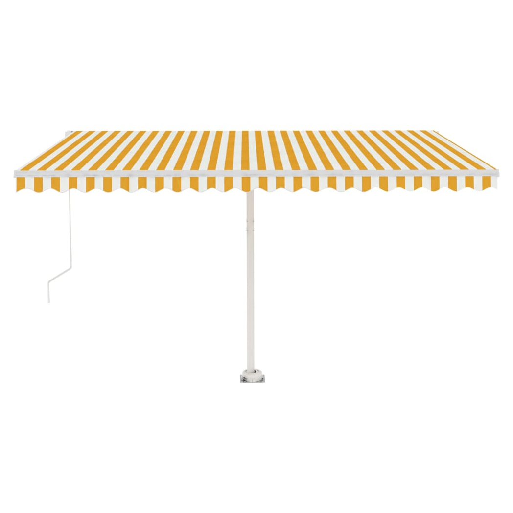 Manual Retractable Awning with LED 400x300 cm Yellow and White