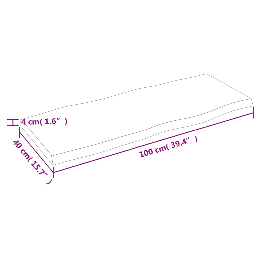Table Top Dark Brown 100x40x(2-4) cm Treated Solid Wood Live Edge