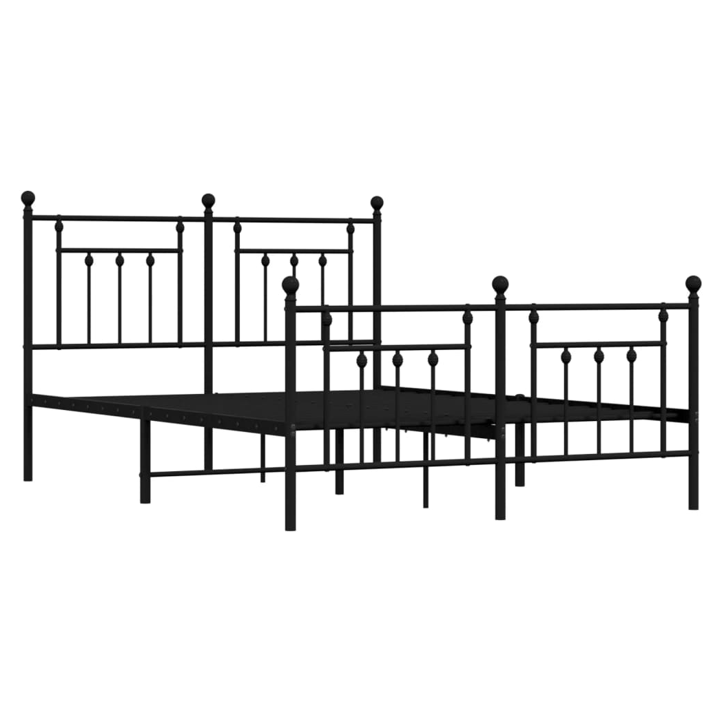 Metal Bed Frame with Headboard and Footboard Black 140x200 cm