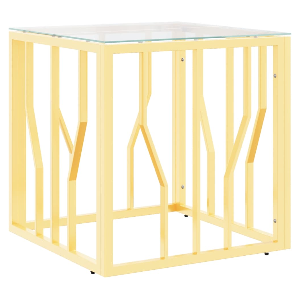 Coffee Table Gold 50x50x50 cm Stainless Steel and Glass