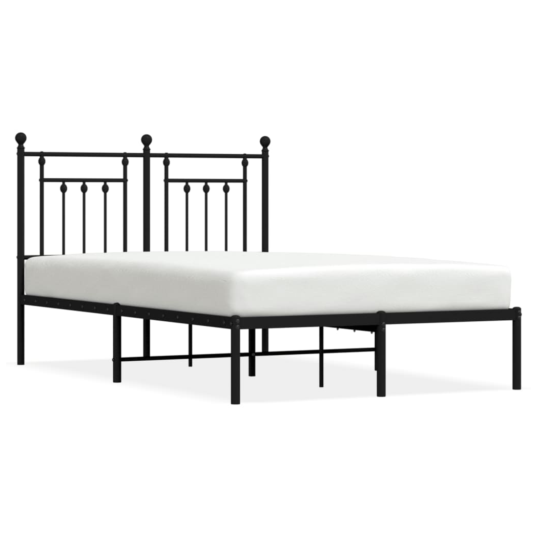 Metal Bed Frame with Headboard Black 120x200 cm