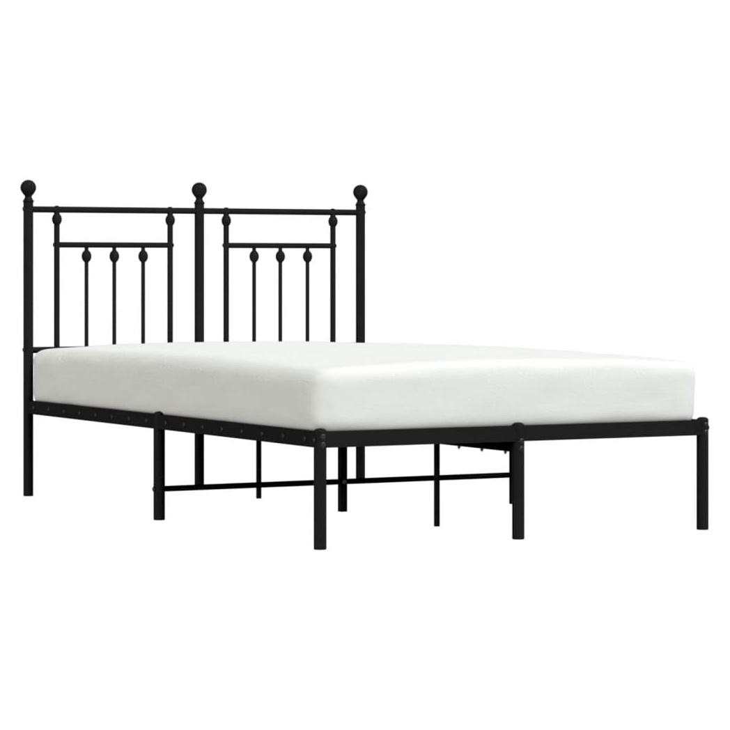 Metal Bed Frame with Headboard Black 120x200 cm