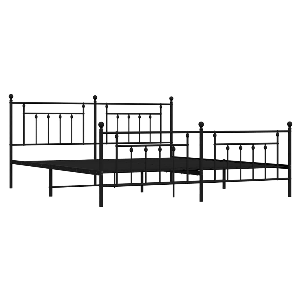 Metal Bed Frame with Headboard and Footboard Black 193x203 cm
