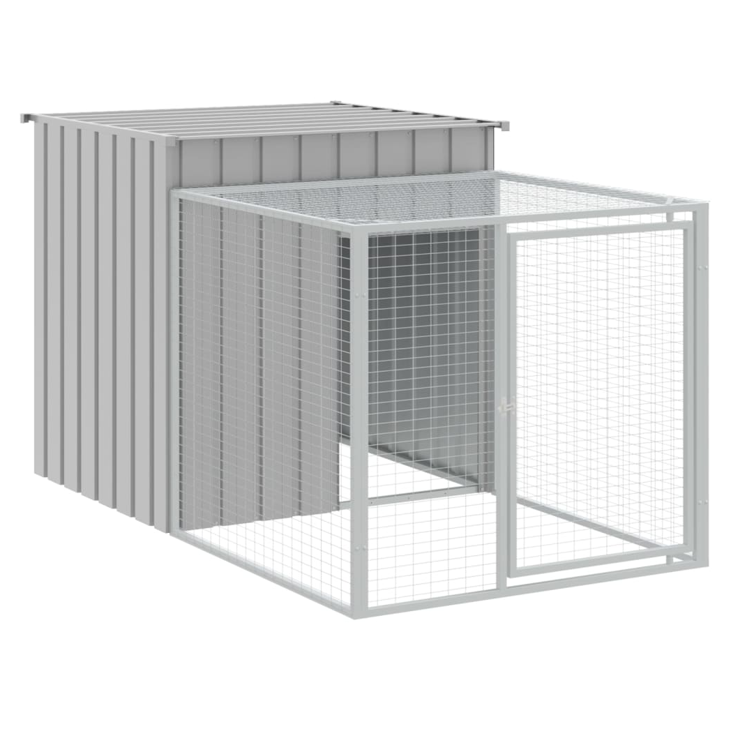 Chicken Cage with Run Light Grey 110x201x110 cm Galvanised Steel
