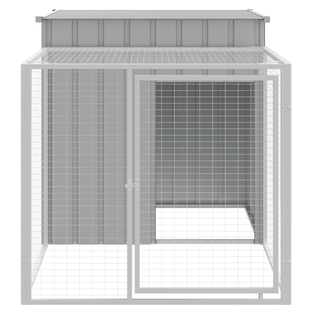 Chicken Cage with Run Light Grey 110x201x110 cm Galvanised Steel