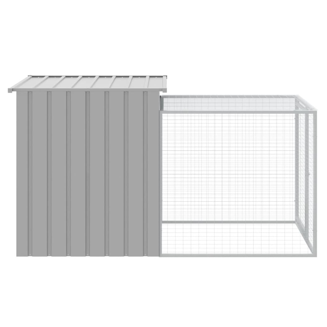 Chicken Cage with Run Light Grey 110x201x110 cm Galvanised Steel
