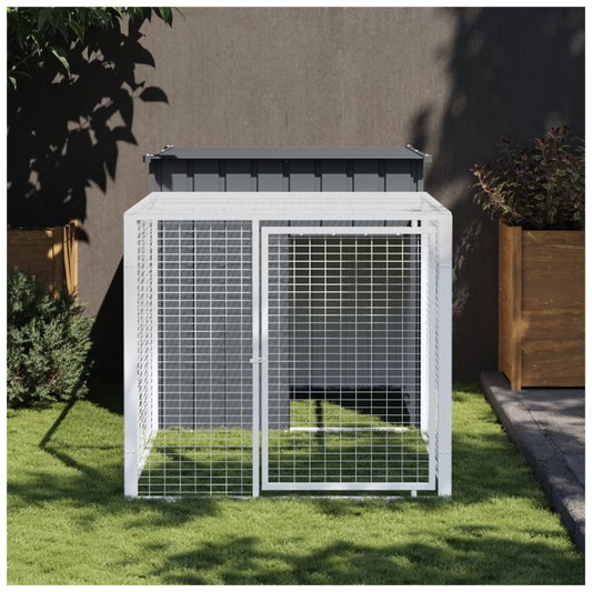 Chicken Cage with Run Anthracite 110x201x110 cm Galvanised Steel