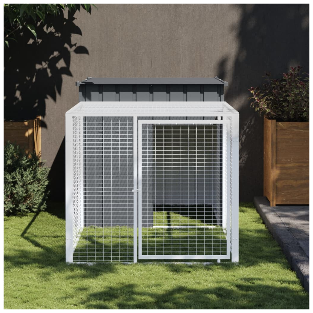 Chicken Cage with Run Anthracite 110x201x110 cm Galvanised Steel