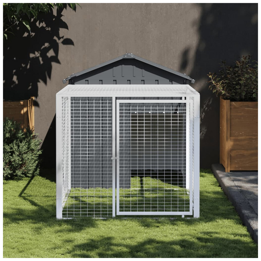 Chicken Cage with Run Anthracite 117x201x123 cm Galvanised Steel