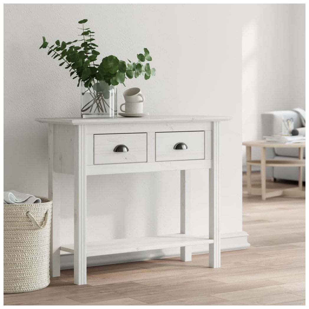 Console Table BODO White 90x34.5x73 cm Solid Wood Pine