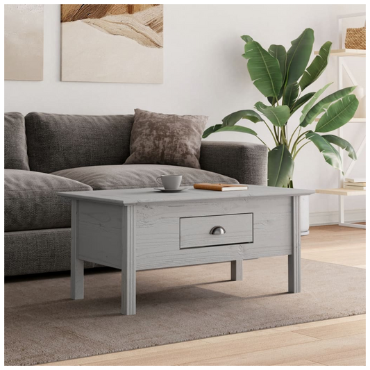 Coffee Table BODO Grey 100x55x45 cm Solid Wood Pine
