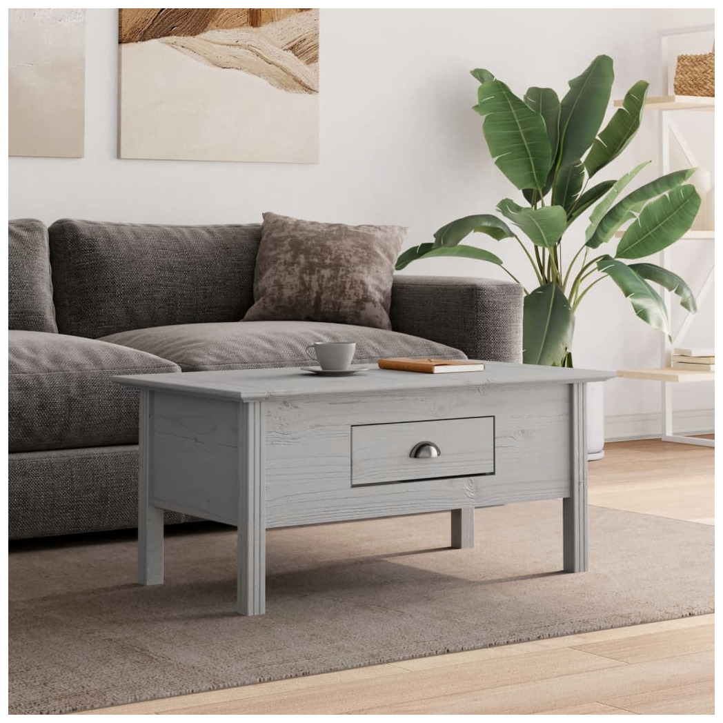 Coffee Table BODO Grey 100x55x45 cm Solid Wood Pine