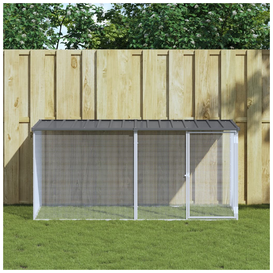 Chicken Cage with Roof Anthracite 203x98x90 cm Galvanised Steel
