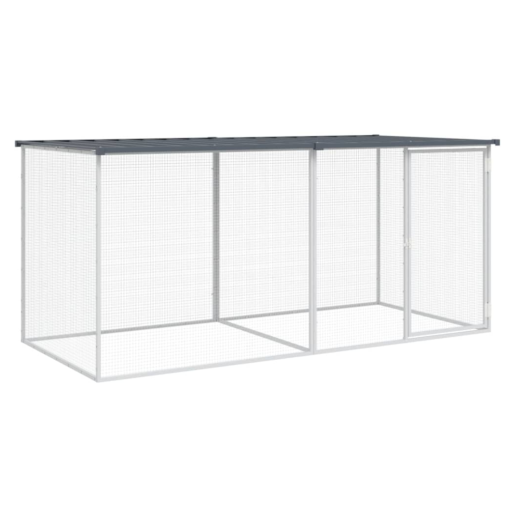 Chicken Cage with Roof Anthracite 203x98x90 cm Galvanised Steel