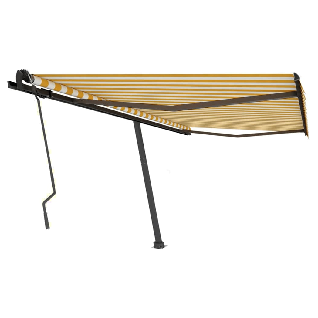 Freestanding Manual Retractable Awning 450x350 cm Yellow/White