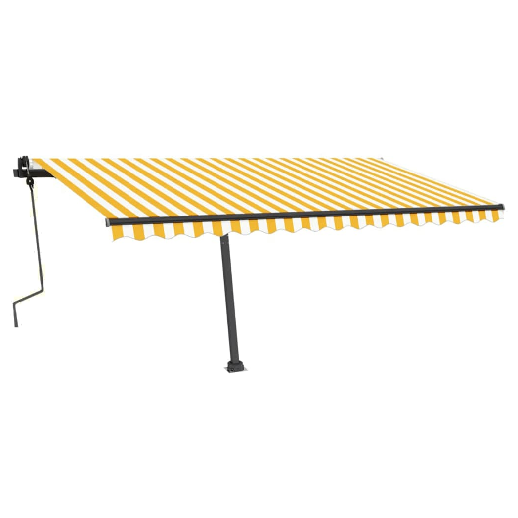 Freestanding Manual Retractable Awning 450x350 cm Yellow/White