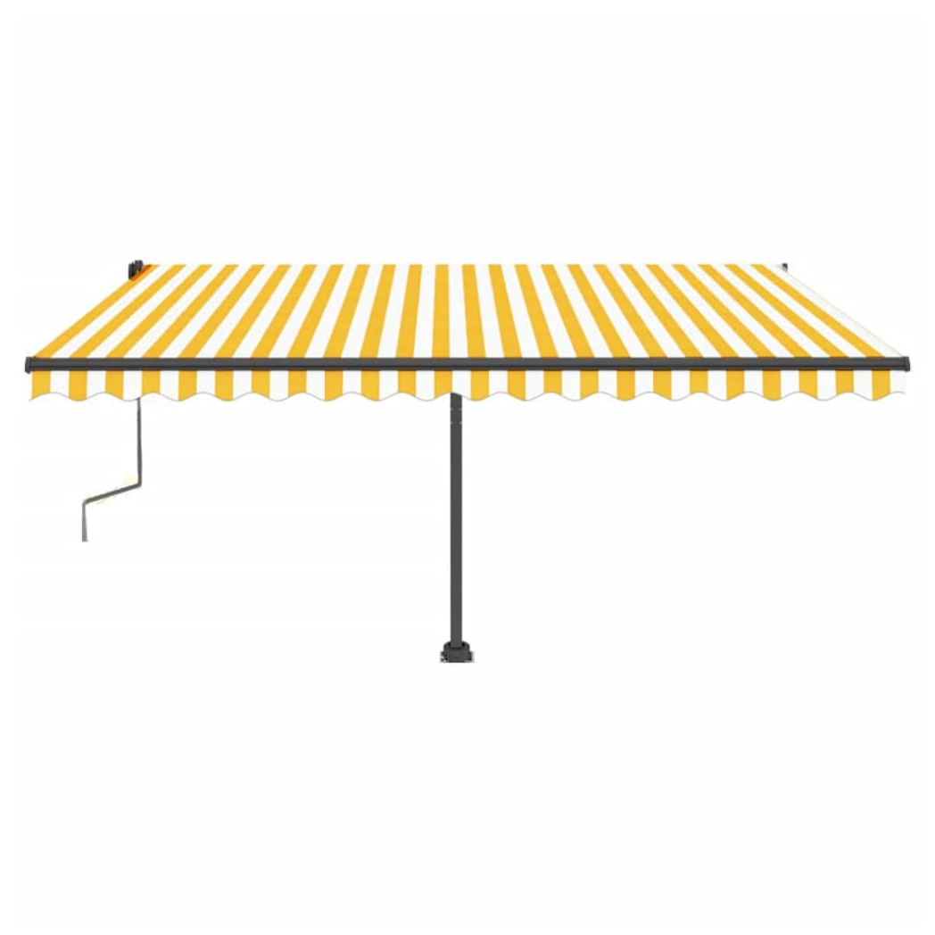 Freestanding Manual Retractable Awning 450x350 cm Yellow/White