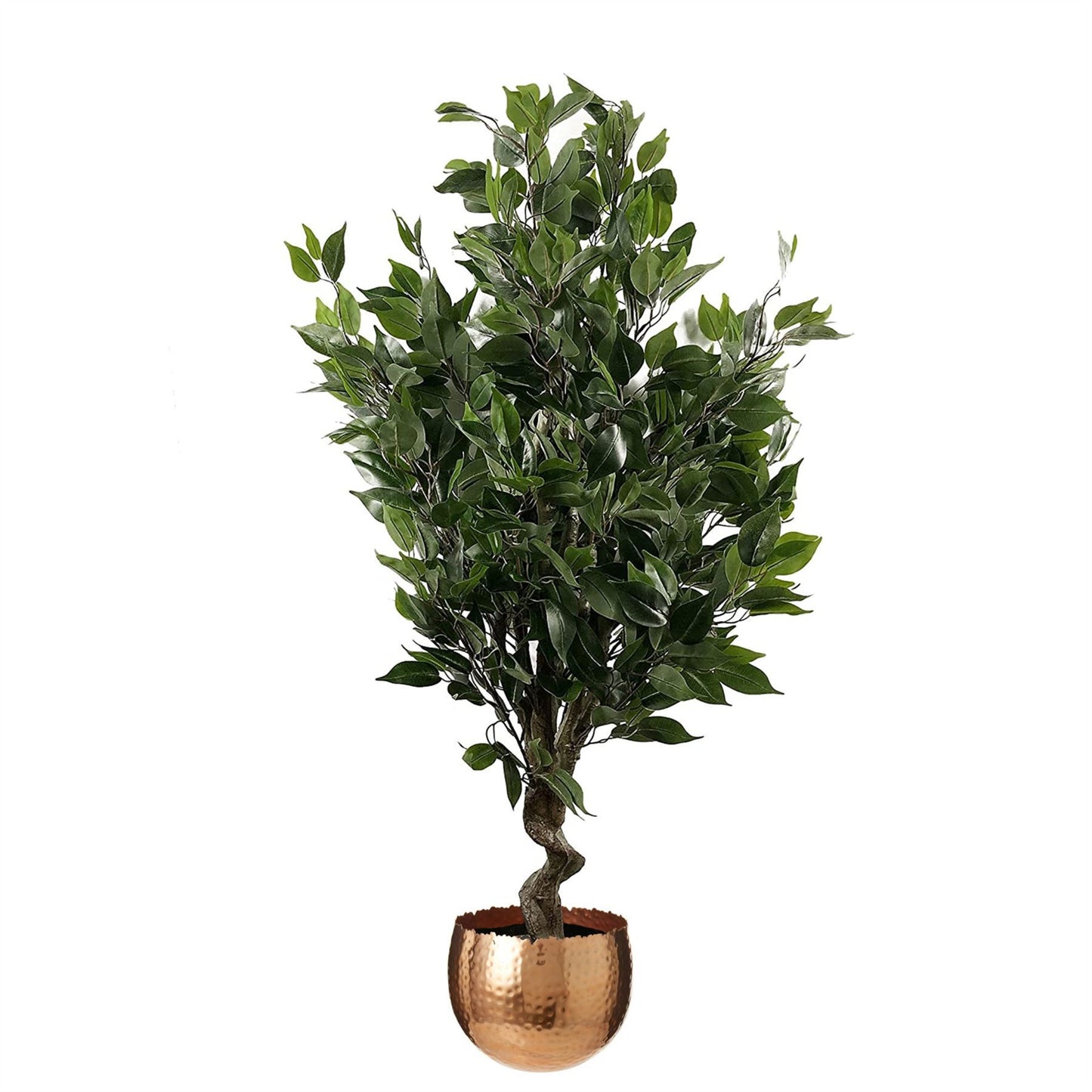 110cm Artificial Evergreen Ficus Tree Copper Curve Planter