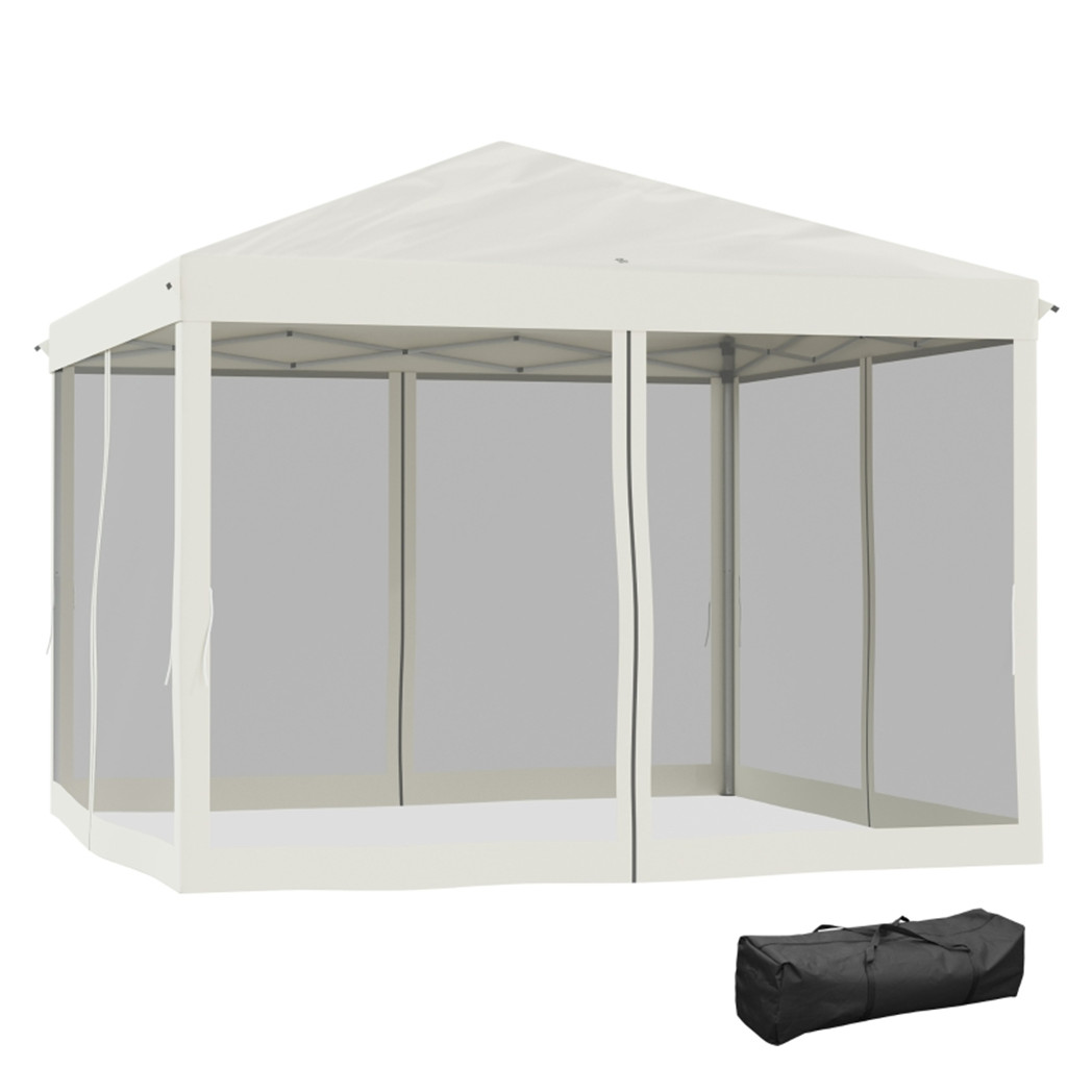 3X3M Pop Up Canopy Party Tent with Netting, Instant Gazebo Ez up Screen House Room with Carry Bag Height Adjustable-AS